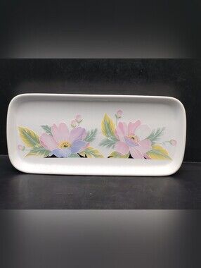 Vintage Jlona Bavarian Porcelain Vanity Tray Dish Floral Pink West Germany